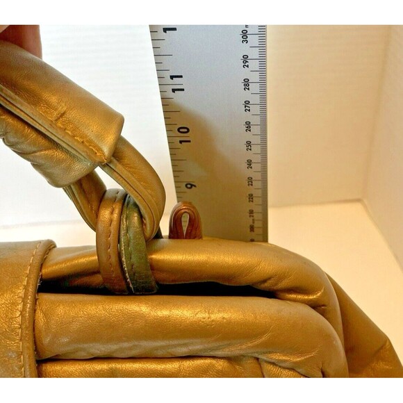 SAMIR VTG Leather Gold Western Boho Patchwork Metallic Cottagecore Handbag Rare - Picture 12 of 15